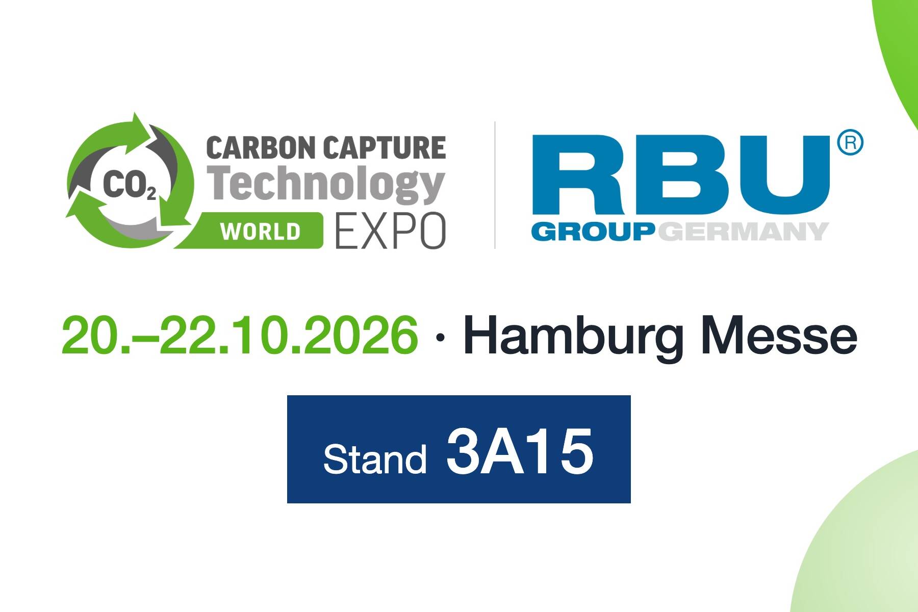 RBU auf der Carbon Capture Technology World Expo 2026, Hamburg Messe, Stand 3A15