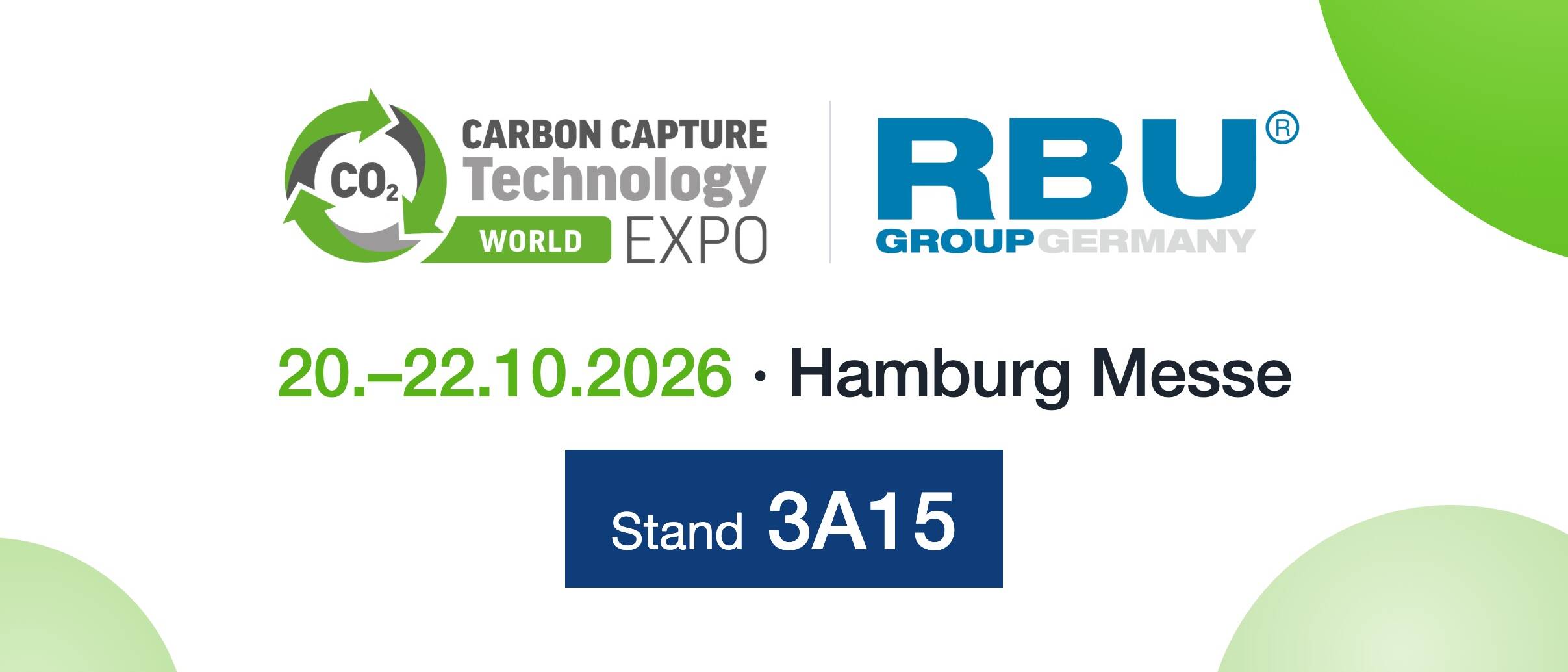 RBU auf der Carbon Capture Technology World Expo 2026, Hamburg Messe, Stand 3A15